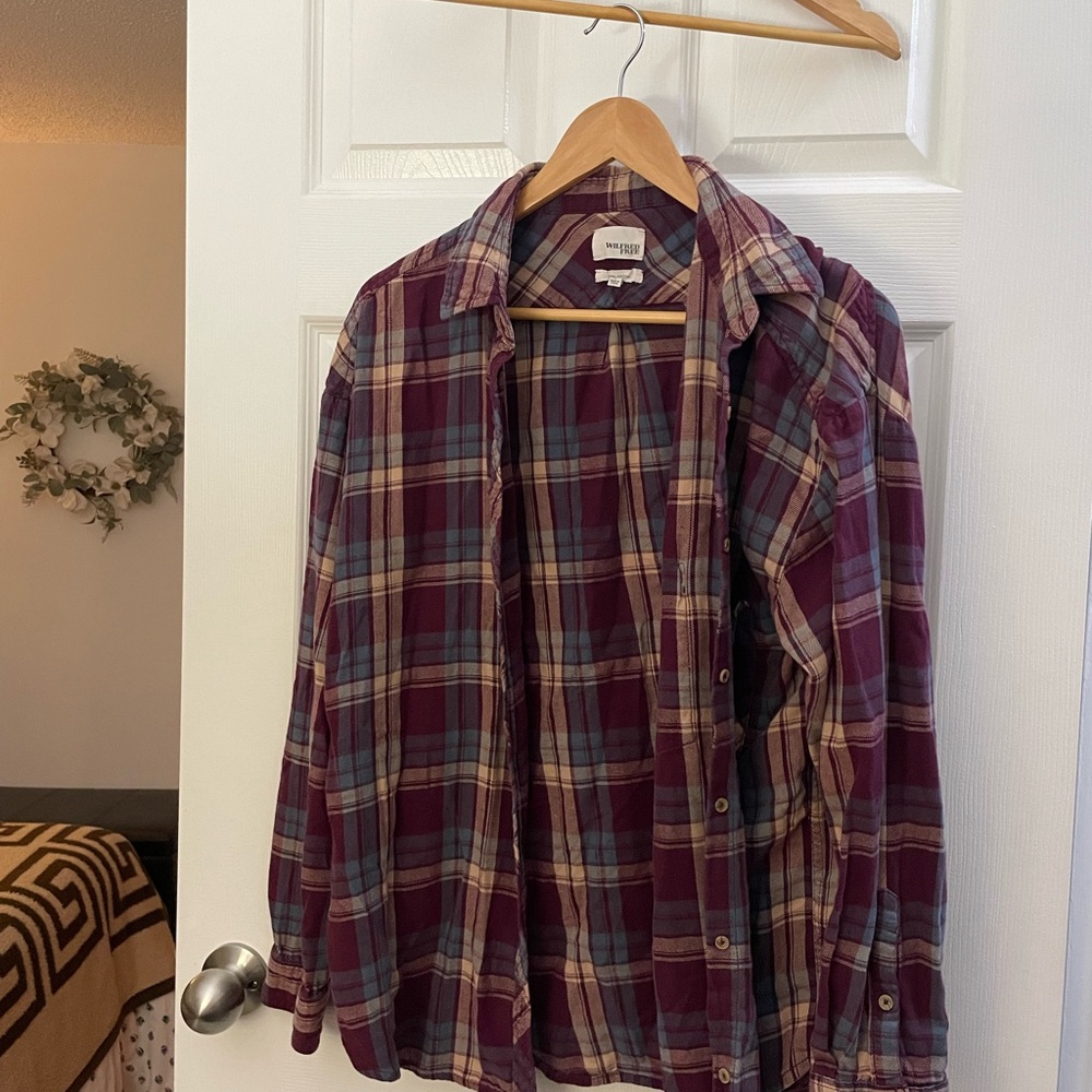 Wildfred Free Plaid Button-Up Shirt Large